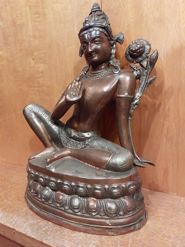 Bronze-Figur, Bodhisattva Padmapani  - Tibet - Anfang 20. Jahrhundert