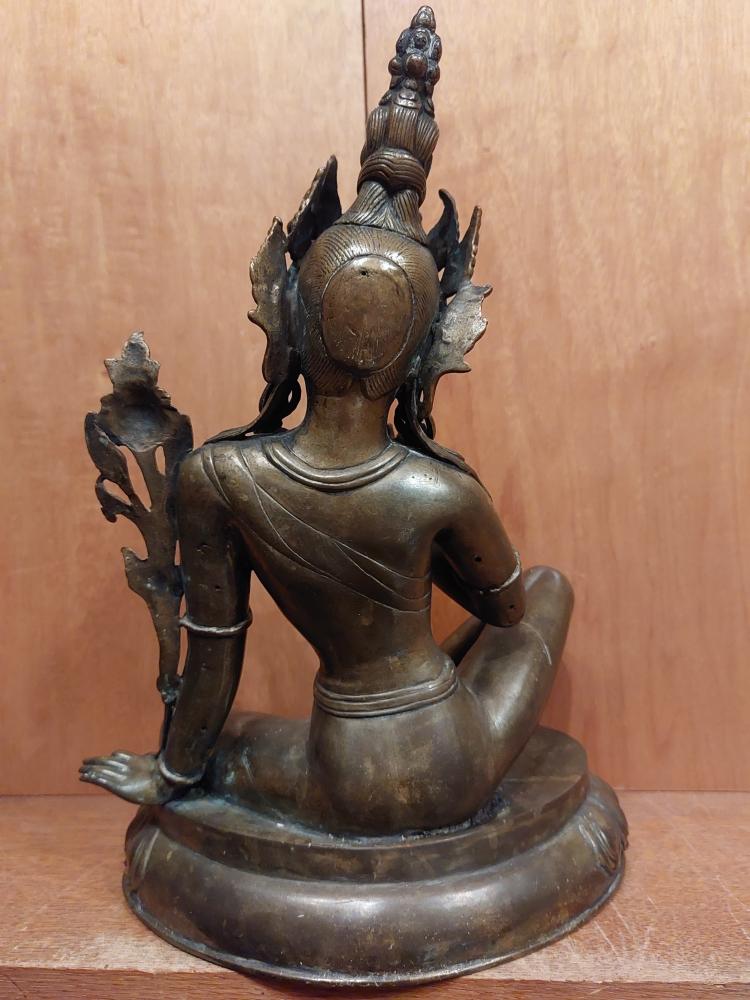 Bronze-Figur, GrüneTara  - Nepal - Mitte 20. Jahrhundert