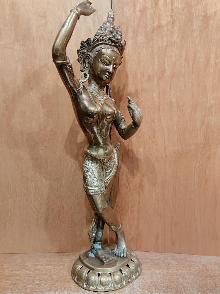 Messing-Figur, Göttin Tara  - Indien -  2. Hälfte 20. Jahrhundert