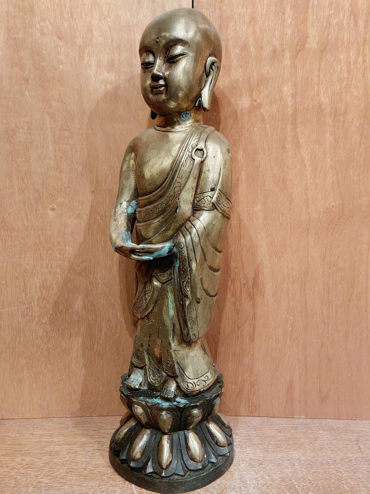 Bronze Figur, Mönch  - Tibet - 1. Hälfte 20. Jahrhundert