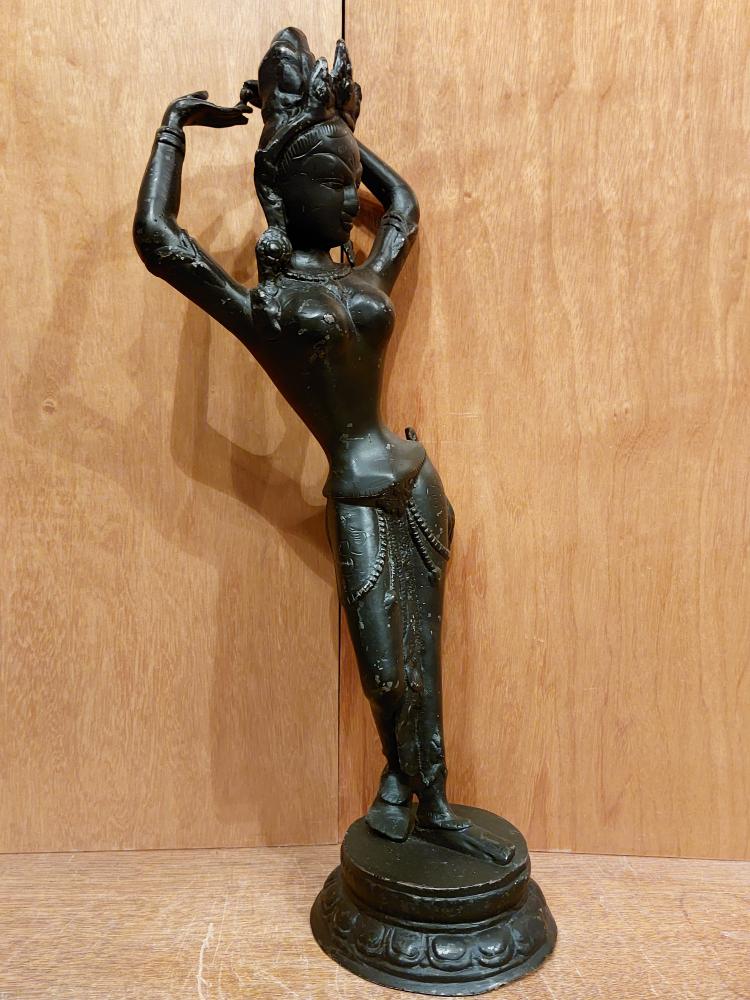 Bronze-Figur, Tempeltänzerin  - Indien - 20. Jahrhundert