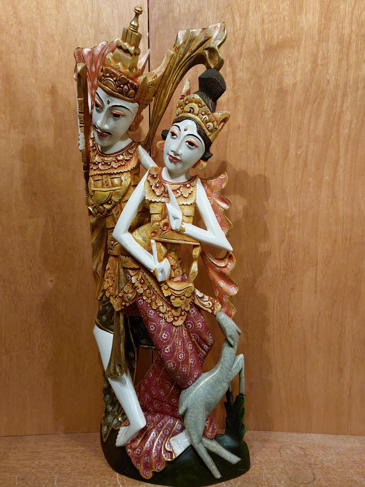 Holz-Figur, (58cm) Prinz Rama und Sita  - Bali - 20. Jahrhundert