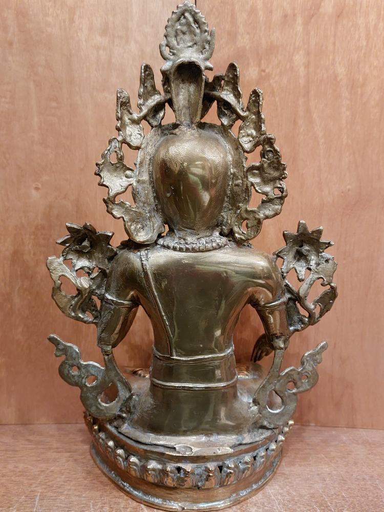 Messing-Figur, Göttin Weiße Tara  - Tibet - 2. Hälfte 20. Jahrhundert