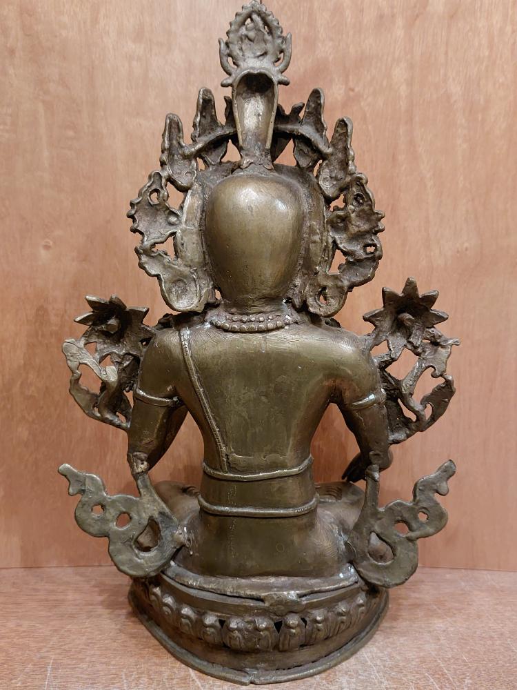 Bronze-Figur, Göttin Weiße Tara  - Tibet - Mitte 20. Jahrhundert