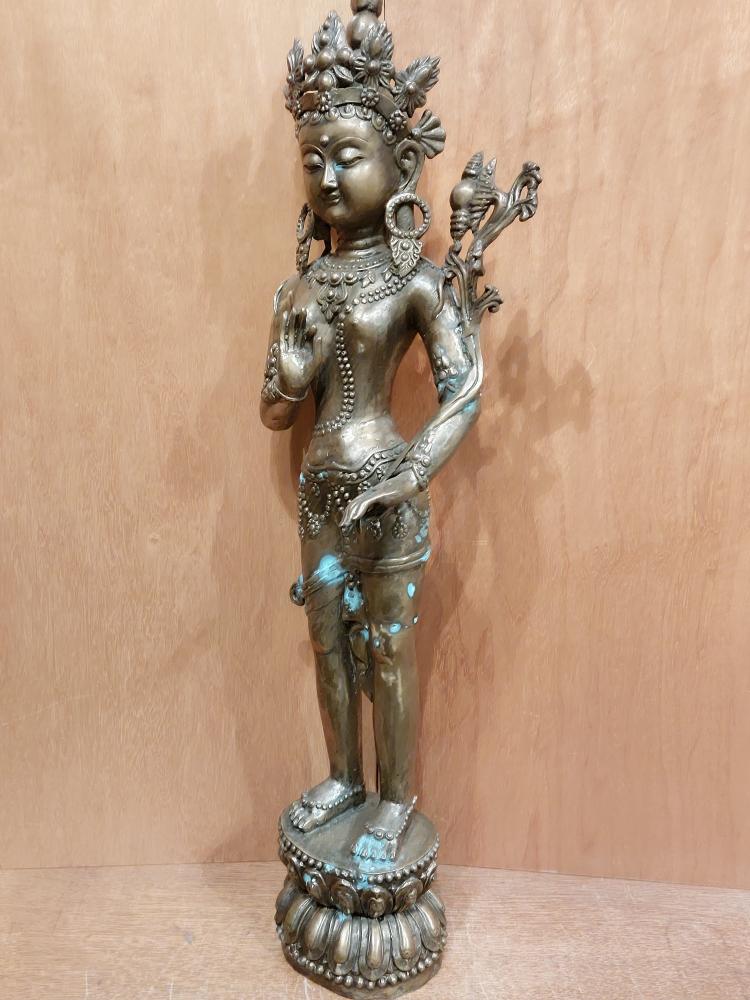 Bronze-Figur, Göttin Tara  - Indien - Mitte 20. Jahrhundert