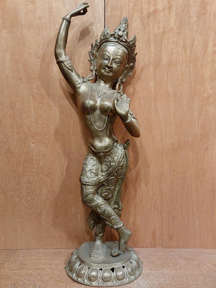 Bronze-Figur, Göttin Tara  - Indien - Mitte 20. Jahrhundert