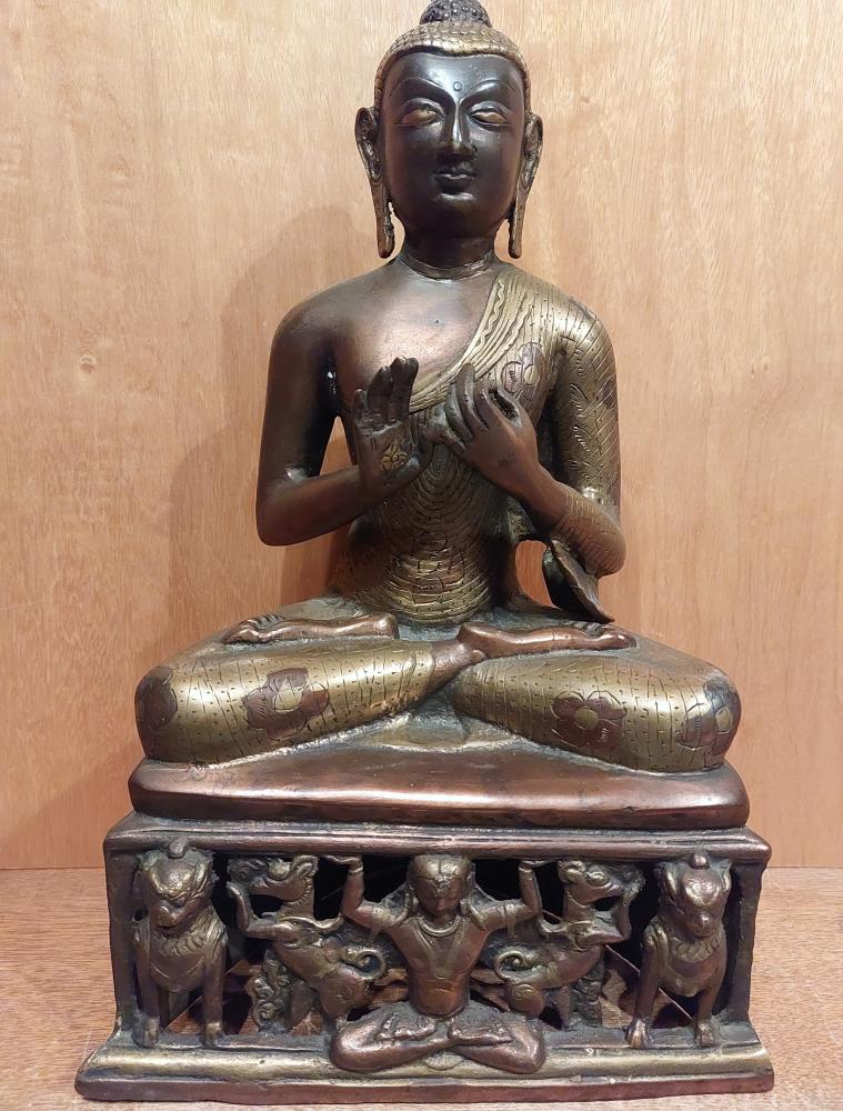 Bronze-Figur, (37cm) Buddha  - Indien - 20. Jahrhundert
