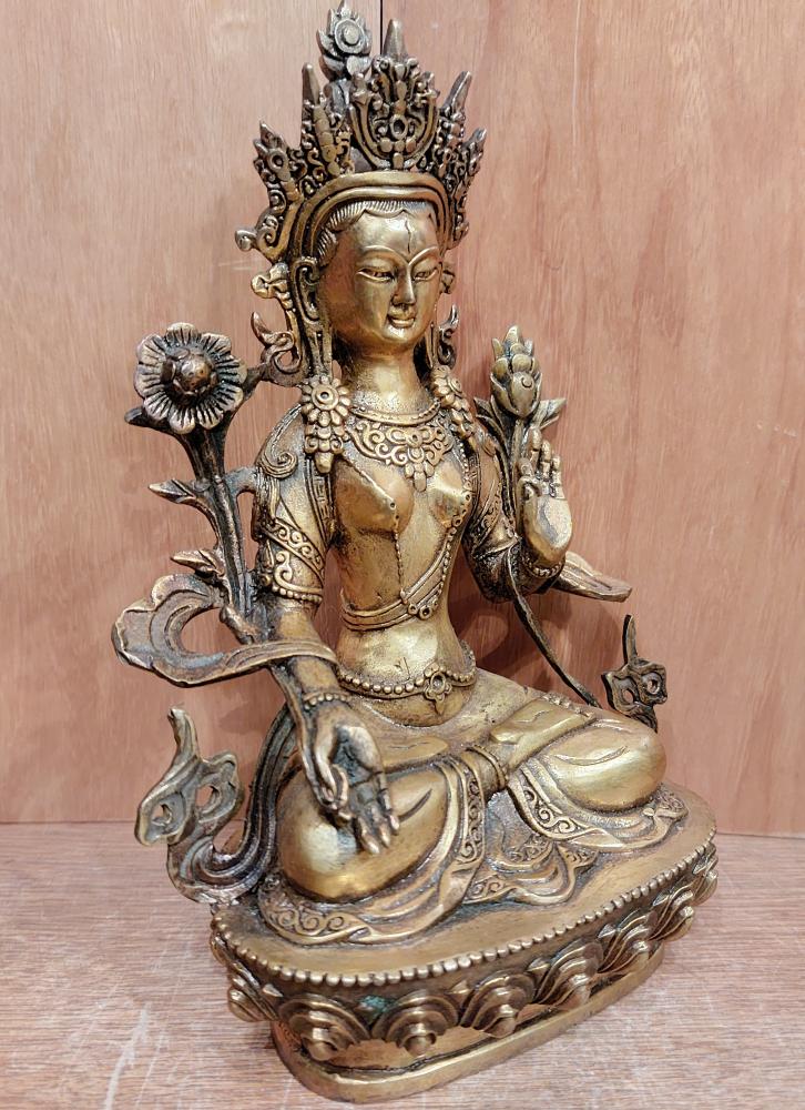 Bronze-Figur, Weiße Tara  - Nepal - 1. Hälfte 20. Jahrhundert