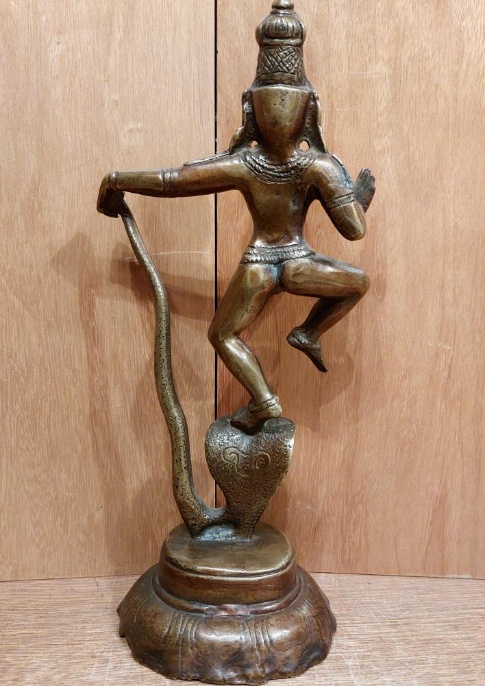 Bronze-Figur, Gottheit Krishna  - Indien - Mitte 20. Jahrhundert
