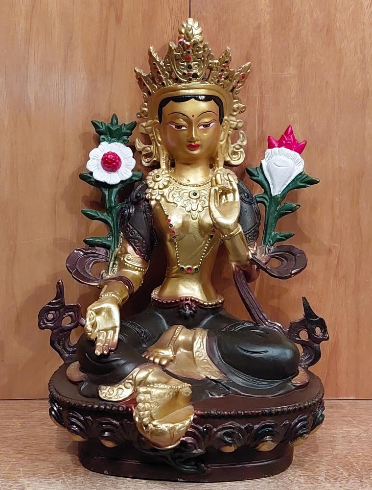 Bronze-Figur, Grüne Tara  - Nepal - 20. Jahrhundert