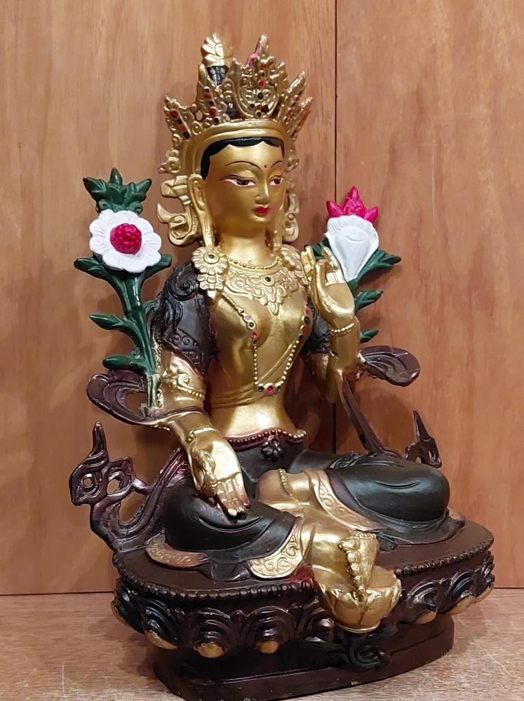 Bronze-Figur, Grüne Tara  - Nepal - 20. Jahrhundert