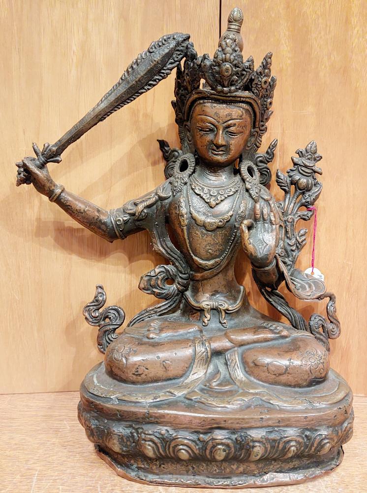 Bronze-Figur, Buddha Manjushri  - Tibet - 1. Hälfte 20. Jahrhundert