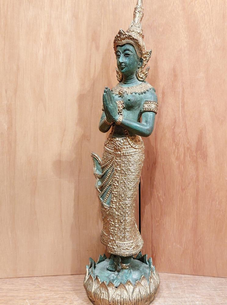 Bronze-Figur, Tempeltänzerin  - Thailand - Mitte 20. Jahrhundert
