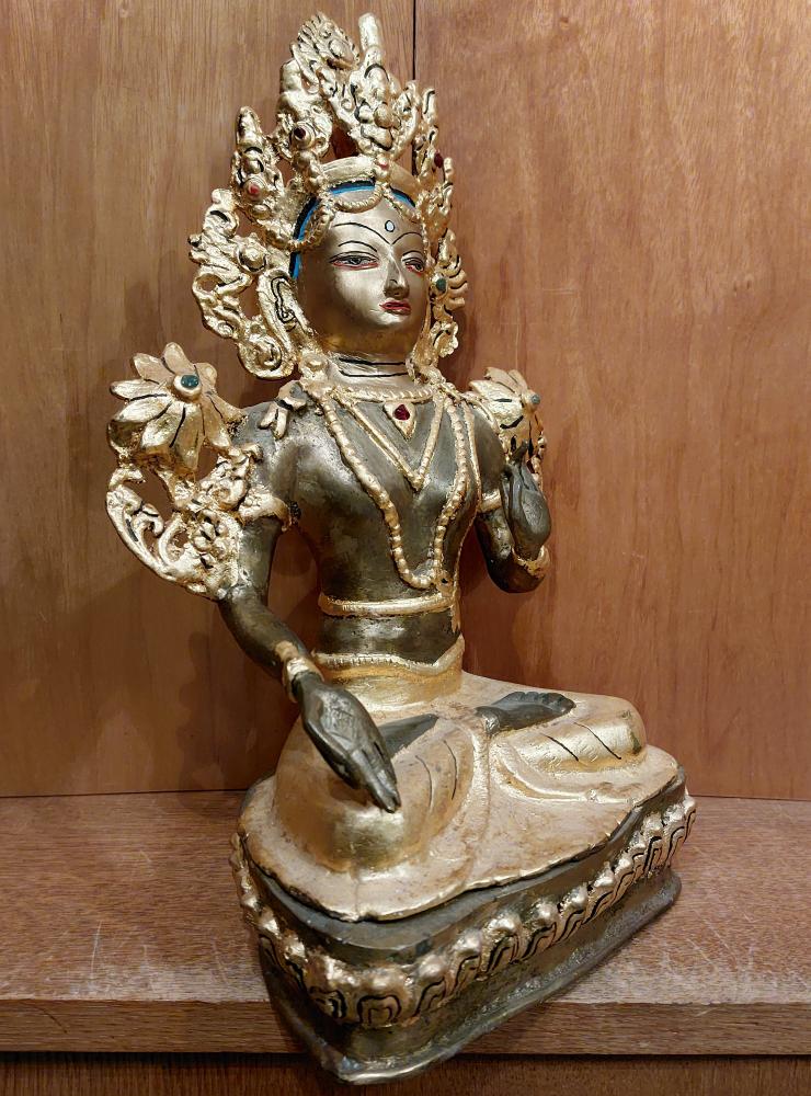 Bronze-Figur, weiße Tara  - Indien -  20. Jahrhundert