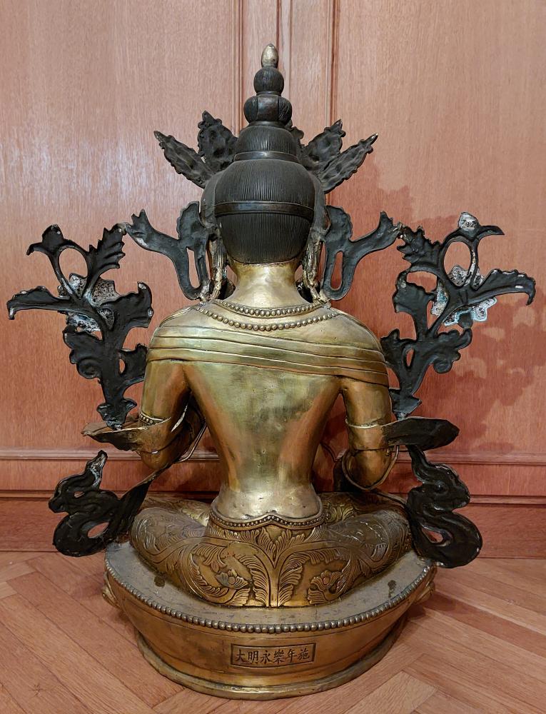 Messing-Figur, Grüne Tara (74cm) - Tibet - Mitte 20. Jahrhundert
