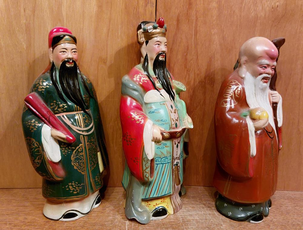 3 Glücksgötter, Keramik - China - 2. Hälfte 20. Jahrhundert