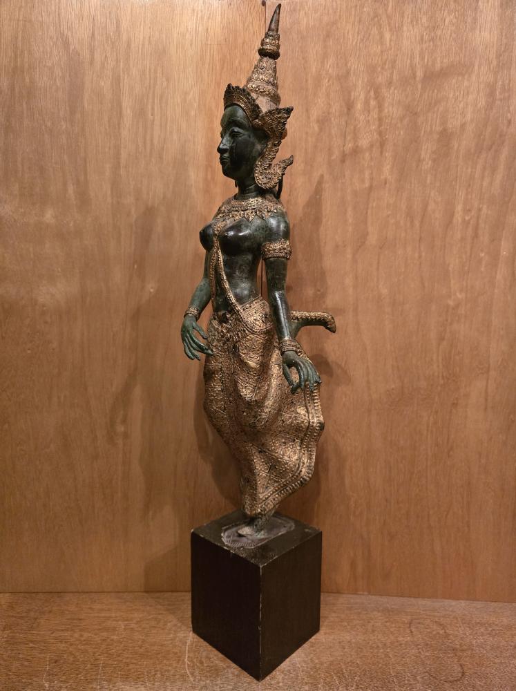 Bronze-Figur, Tempeltänzerin  - Thailand - Mitte 20. Jahrhundert