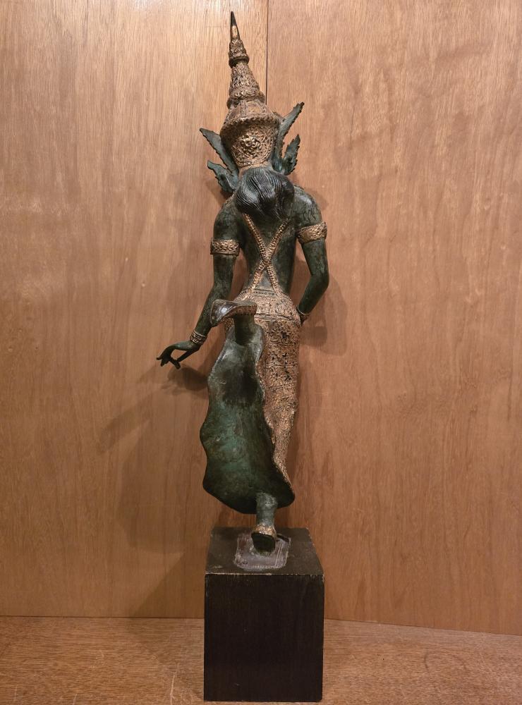 Bronze-Figur, Tempeltänzerin  - Thailand - Mitte 20. Jahrhundert