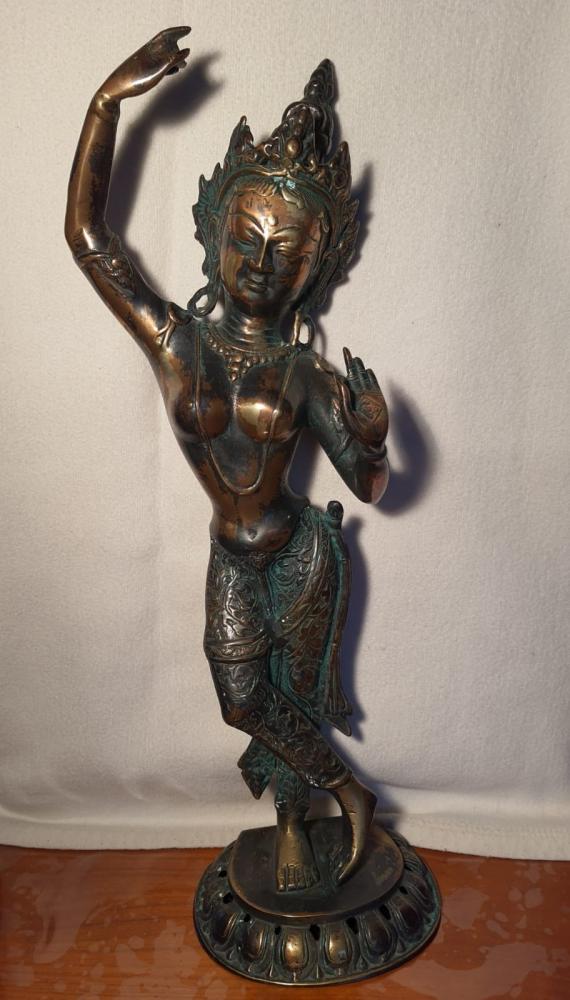 Bronze-Figur, Göttin Tara - Indien - Mitte 20. Jahrhundert