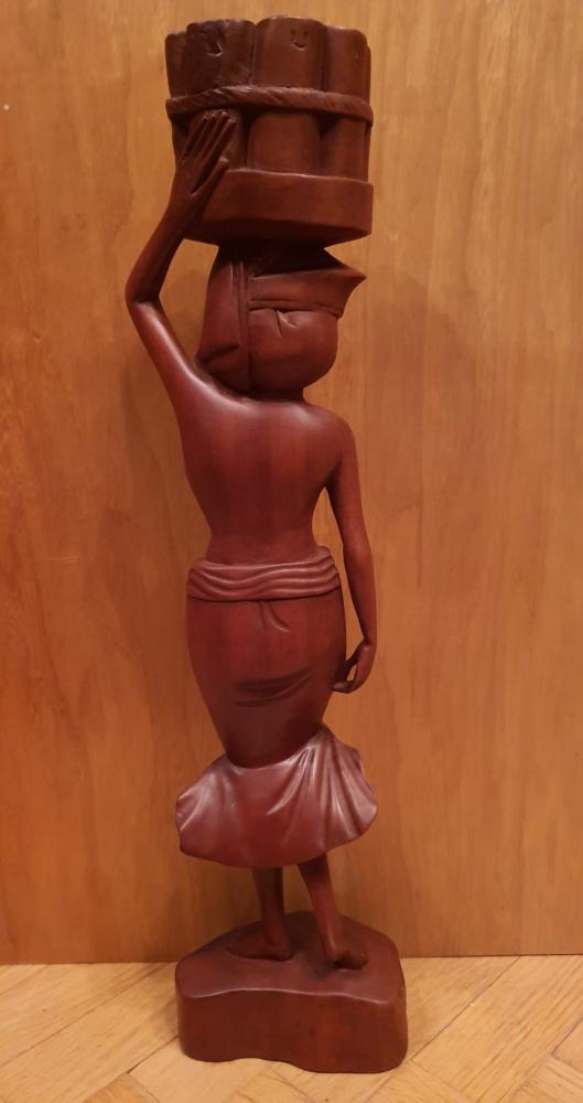 Holz-Figur, weibliche Kopfträgerin  - Bali - 2. Hälfte 20. Jahrhundert