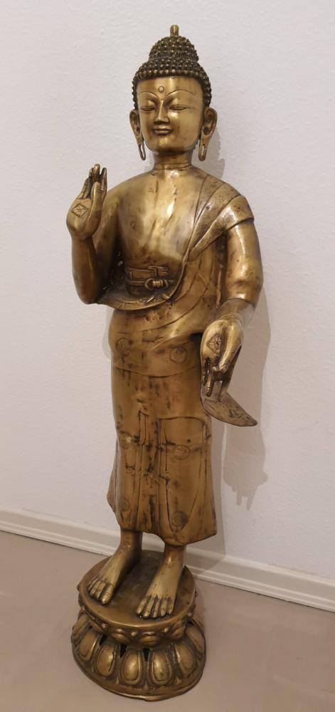 Buddha-Statue, (129cm) Messing  - Indien - 20. Jahrhundert