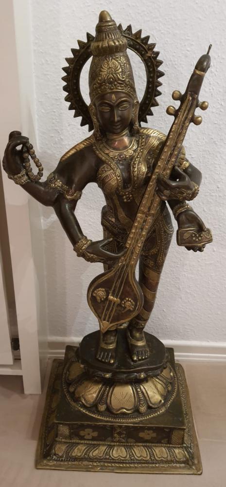 Bronze-Figur, Sarasvati  - Indien - 1. Hälfte 20. Jahrhundert