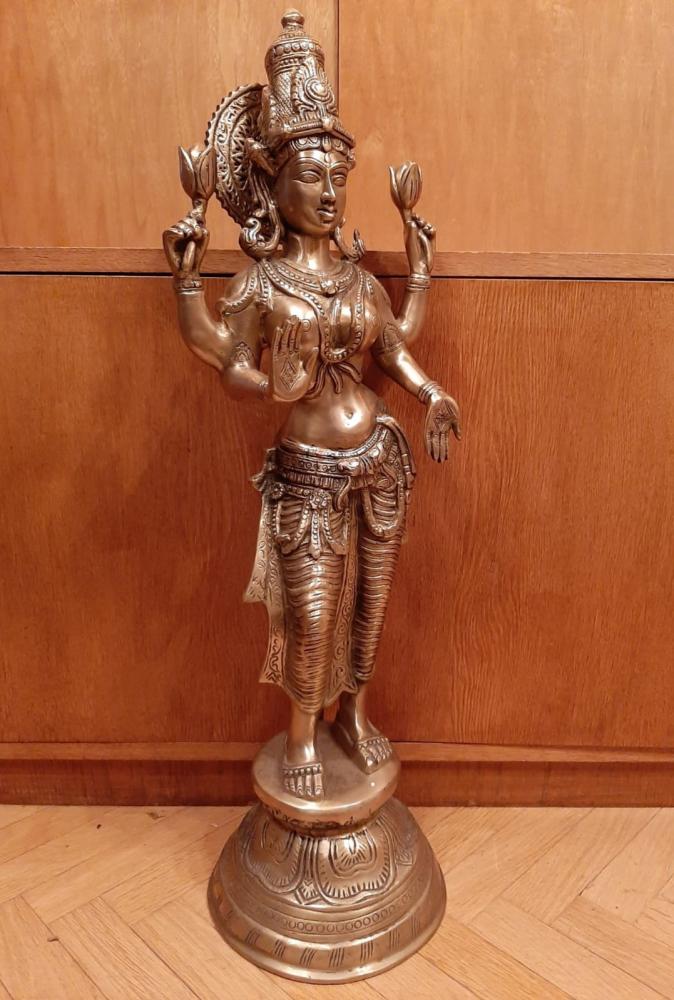 Messing-Statue, Göttin Lakshmi  - Indien -  21. Jahrhundert