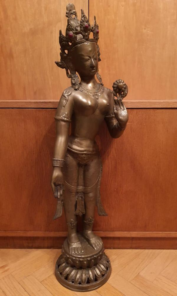 Bronze-Figur, Weiße Tara  - Indien - 1. Hälfte 20. Jahrhundert
